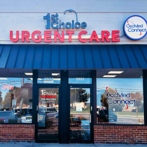 Exterior photo of 1st Choice Urgent Care Clinic in Rochester Hills Michigan.